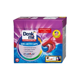 Капсули для прання кольорових речей, Denk Mit 3 in 1 Cups, 22 шт (упаковка)