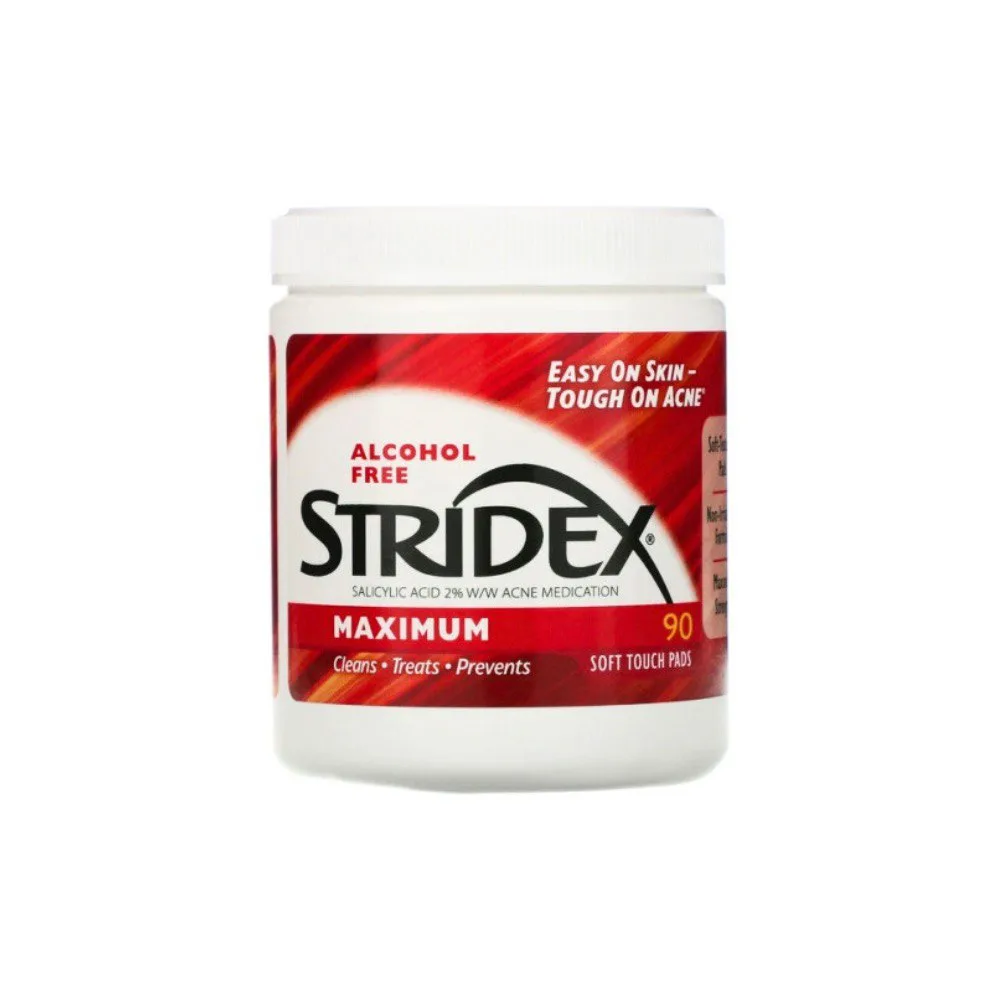 Stridex, Серветки від вугрів та акне, без спирту, 90 штук
