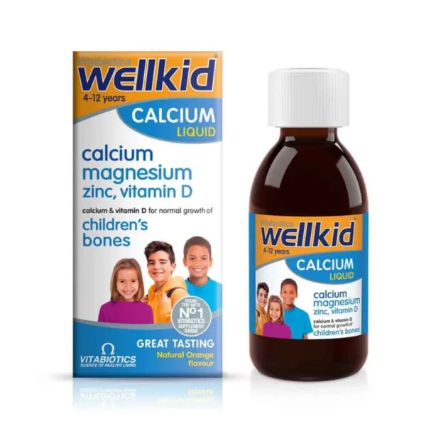 Кальцій, магній, цинк та вітамін Д рідкий для дітей, Vitabiotics Wellkid calcium liquid, 150 мл