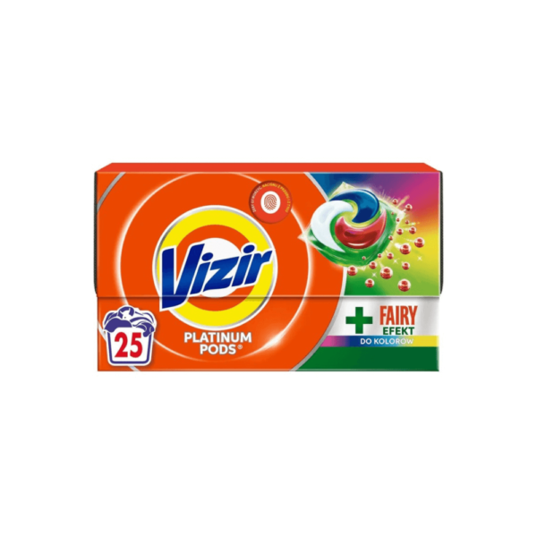 Капсули для прання з ефектом Fairy для кольорових речей, 25 шт, Vizir platinum pods