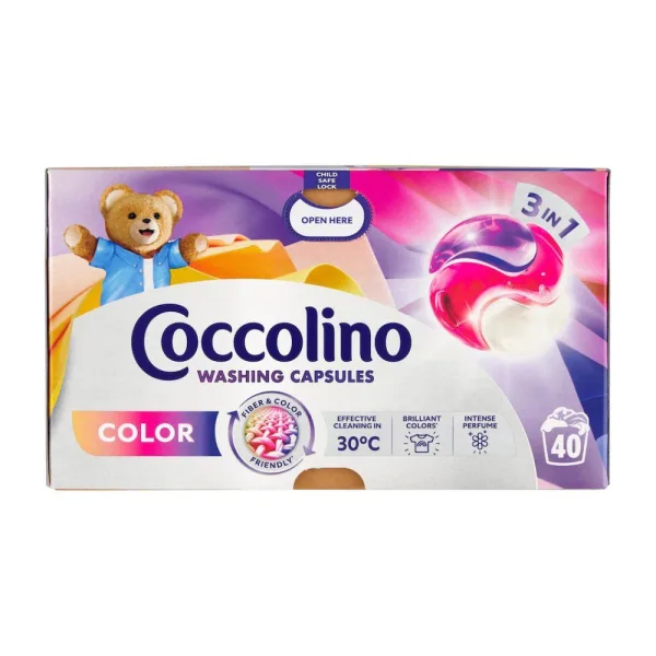 Капсули для прання кольорових речей Coccolino 3 в 1, 40 шт