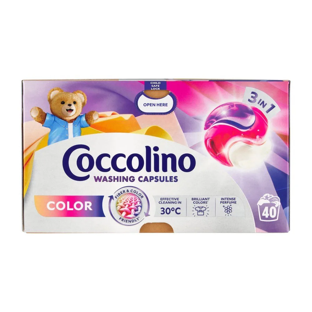 Капсули для прання кольорових речей Coccolino 3 в 1, 40 шт