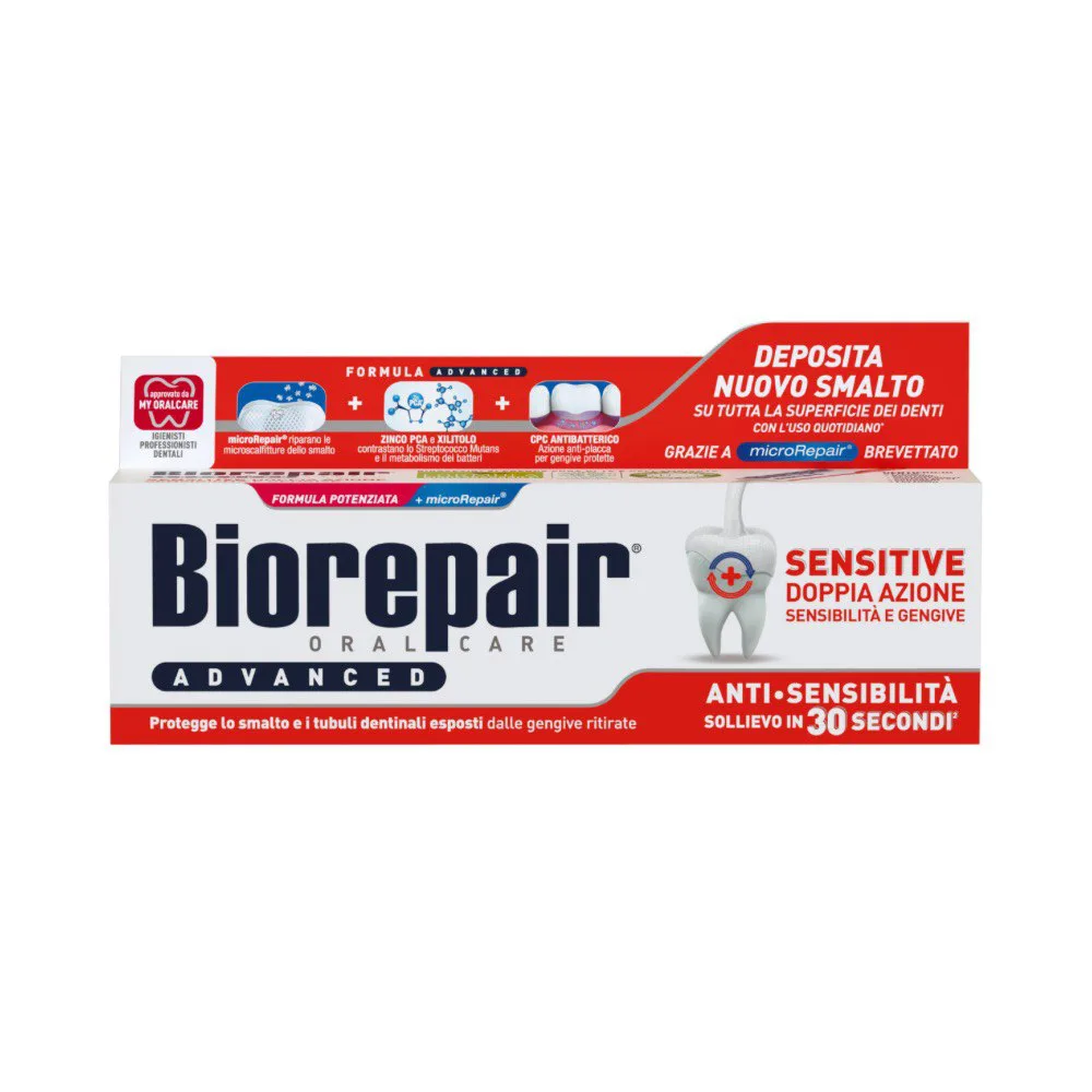 Зубна паста BioRepair, Позбавлення чутливості подвійна дія, 75 мл