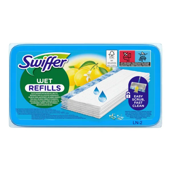 Вологі серветки до швабри Swiffer, Свіфер з лимоном антибактеріальні, 20 шт