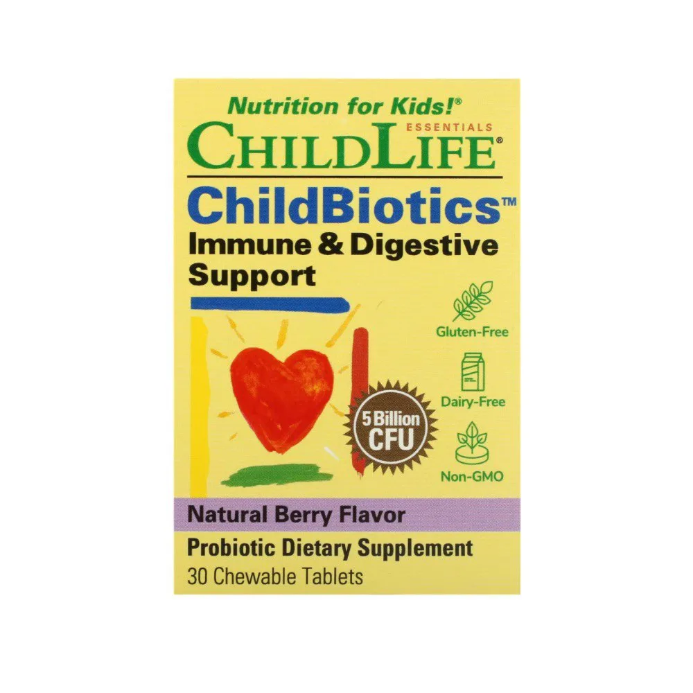 ChildLife Essentials, LiveBiotics, підтримка імунітету та травної системи, натуральний ягідний смак, 5 млрд КУО, 30 жувальних таблеток