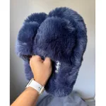 Тапочки домашні пухнасті, колір Black and blue