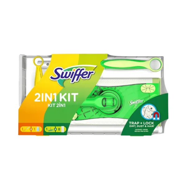 Набір для прибирання Swiffer 2in1 Kit Швабра + 8 сухих серветок для сухого прибирання + щітка від пилу 1 шт